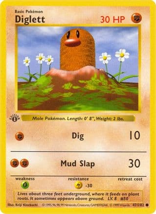 Diglett — Base Set (Shadowless) Pokémon TCG card by Keiji Kinebuchi