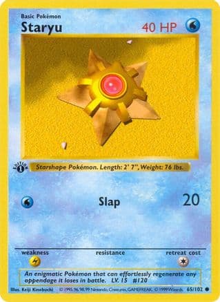 Staryu — Base Set (Shadowless) Pokémon TCG card by Keiji Kinebuchi