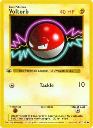 Voltorb — Base Set (Shadowless) Pokémon TCG card by Keiji Kinebuchi