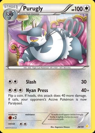 Purugly (24) — XY Trainer Kit: Pikachu Libre & Suicune Pokémon TCG card by Kagemaru Himeno