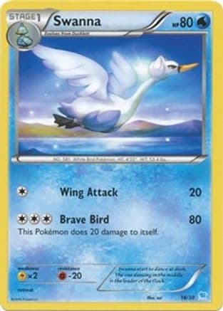 Swanna (18) — XY Trainer Kit: Pikachu Libre & Suicune Pokémon TCG card by Shin Nagasawa