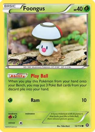 Foongus — XY - Steam Siege Pokémon TCG card by Yuka Morii