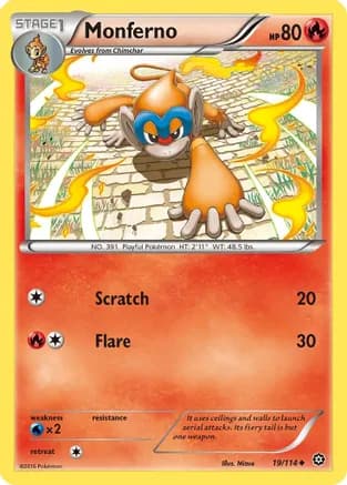 Monferno — XY - Steam Siege Pokémon TCG card by Mizue