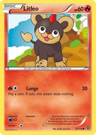 Litleo — XY - Steam Siege Pokémon TCG card by Misa Tsutsui