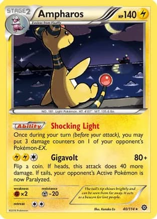 Ampharos — XY - Steam Siege Pokémon TCG card by Kanako Eo