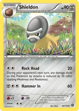 Shieldon — XY - Steam Siege Pokémon TCG card by Mizue
