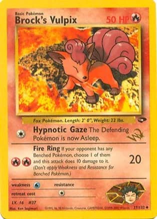 Brock's Vulpix [W Stamped] — WoTC Promo Pokémon TCG card by Ken Sugimori
