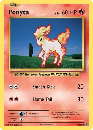 Ponyta — XY - Evolutions Pokémon TCG card by Ken Sugimori