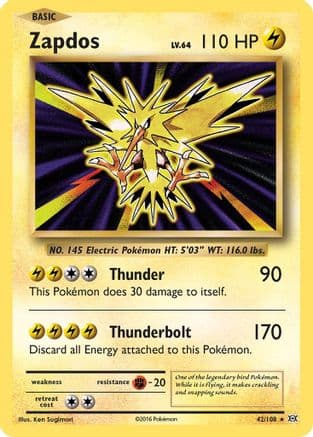 Zapdos — XY - Evolutions Pokémon TCG card by Ken Sugimori