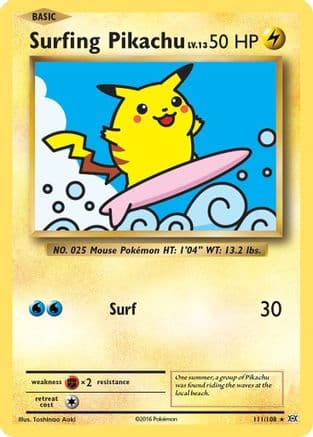 Surfing Pikachu — XY - Evolutions Pokémon TCG card by Toshinao Aoki