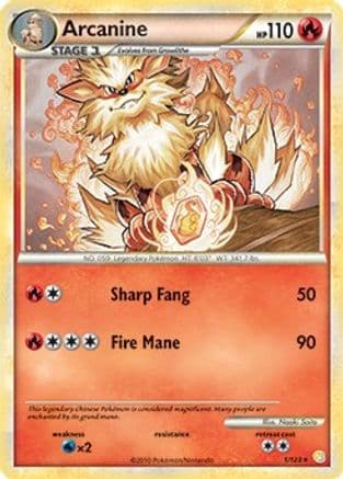 Arcanine - 1/123 (HeartGold & SoulSilver) — Deck Exclusives Pokémon TCG card by Naoki Saito
