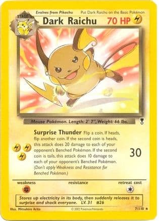 Dark Raichu - 7/110 (WotC Legendary Collection) — Deck Exclusives Pokémon TCG card by Mitsuhiro Arita