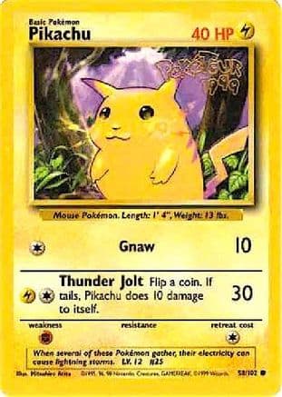 Pikachu - 58/102 (PokeTour 1999) — Pokémon TCG card