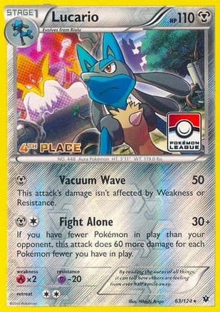 Lucario - 63/124 (Pokemon League) [4th Place] — League & Championship Cards