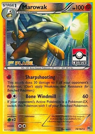 Marowak - 78/162 (Pokemon League) [1st Place] — League & Championship Cards