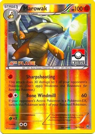 Marowak - 78/162 (Pokemon League) [4th Place] — League & Championship Cards