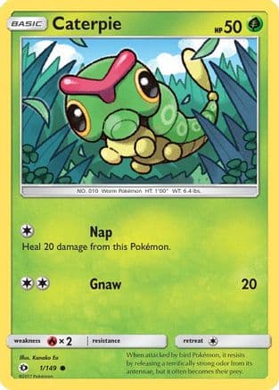 Caterpie — SM Base Set Pokémon TCG card by Mitsuhiro Arita