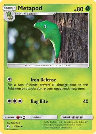 Metapod — SM Base Set Pokémon TCG card by Saya Tsuruta