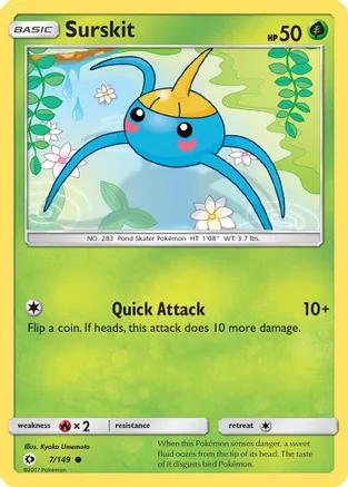 Surskit — SM Base Set Pokémon TCG card by Kyoko Umemoto