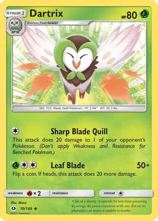 Dartrix — SM Base Set Pokémon TCG card by Mizue