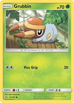 Grubbin — SM Base Set Pokémon TCG card by Akira Komayama