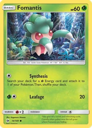 Fomantis — SM Base Set Pokémon TCG card by Yukiko Baba