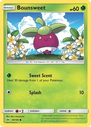 Bounsweet — SM Base Set Pokémon TCG card by Akira Komayama