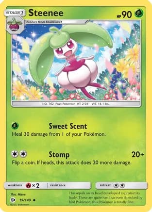 Steenee — SM Base Set Pokémon TCG card by Mizue