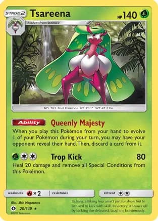 Tsareena — SM Base Set Pokémon TCG card by Shin Nagasawa