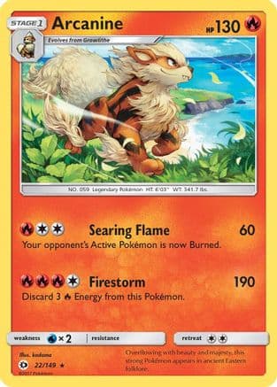 Arcanine — SM Base Set Pokémon TCG card by Shin Nagasawa