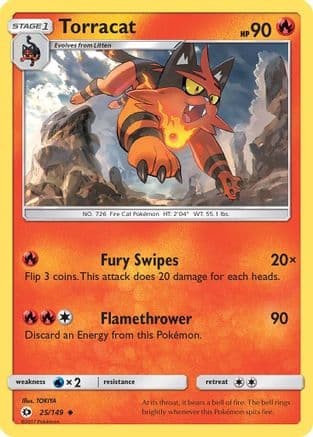 Torracat — SM Base Set Pokémon TCG card by TOKIYA