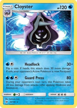 Cloyster — SM Base Set Pokémon TCG card by Yoshinobu Saito