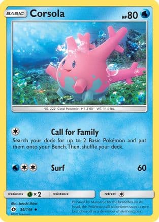 Corsola — SM Base Set Pokémon TCG card by Satoshi Shirai