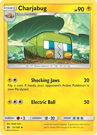 Charjabug — SM Base Set Pokémon TCG card by Naoki Saito
