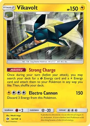 Vikavolt — SM Base Set Pokémon TCG card by Hitoshi Ariga