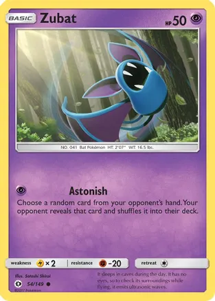 Zubat — SM Base Set Pokémon TCG card by Satoshi Shirai