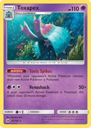 Toxapex — SM Base Set Pokémon TCG card by Mitsuhiro Arita