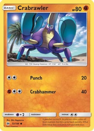 Crabrawler — SM Base Set Pokémon TCG card by Shin Nagasawa