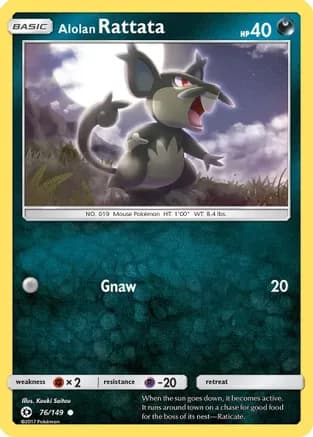 Alolan Rattata — SM Base Set Pokémon TCG card by Kouki Saitou