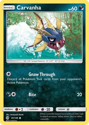 Carvanha — SM Base Set Pokémon TCG card by Sumiyoshi Kizuki