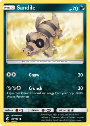 Sandile — SM Base Set Pokémon TCG card by Atsuko Nishida