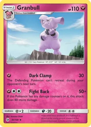 Granbull — SM Base Set Pokémon TCG card by Suwama Chiaki