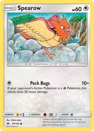 Spearow — SM Base Set Pokémon TCG card by Yukiko Baba