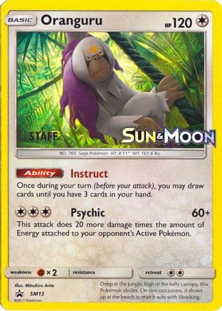 Oranguru - SM13 (Prerelease) [Staff] — SM Promos Pokémon TCG card by Mitsuhiro Arita