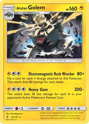 Alolan Golem — SM - Guardians Rising Pokémon TCG card by Shin Nagasawa
