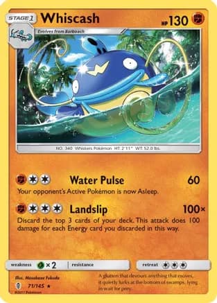 Whiscash — SM - Guardians Rising Pokémon TCG card by Masakazu Fukuda