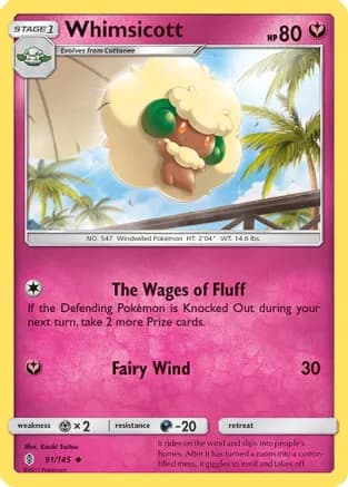 Whimsicott — SM - Guardians Rising Pokémon TCG card by Kouki Saitou