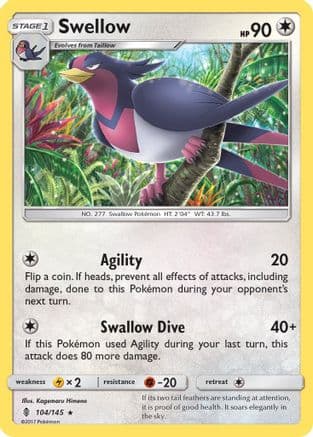 Swellow — SM - Guardians Rising Pokémon TCG card by Kagemaru Himeno