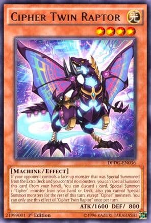 Cipher Twin Raptor — Duelist Pack: Dimensional Guardians Yu-Gi-Oh! card by KAZUKI TAKAHASHI