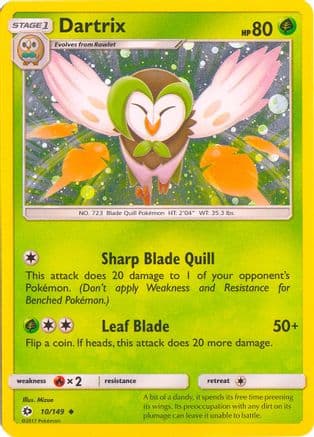 Dartrix - 10/149 (Cosmos Holo) — Blister Exclusives Pokémon TCG card by Mitsuhiro Arita